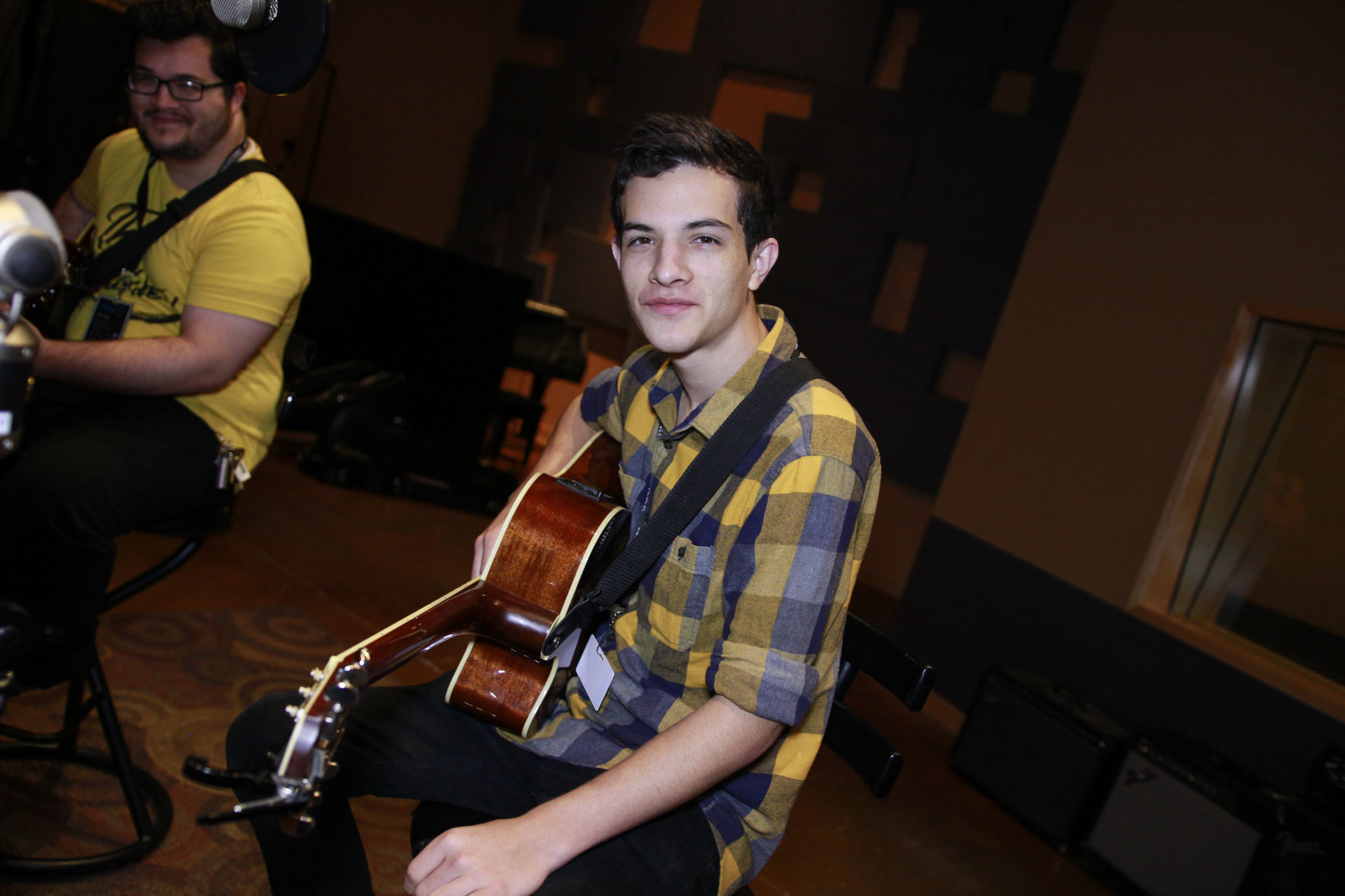 Sam Mortimer, 18, was one of two winners of the “BE HEARD” songwriting contest. He recorded with his brother, Ben, at left.